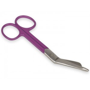 CISEAUX A BANDAGE EN ACIER INOX - anneau mauve - 14 cm