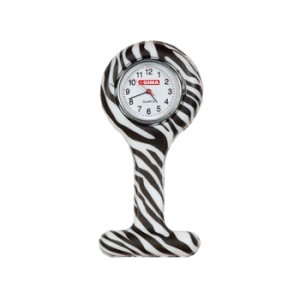 MONTRE  INFIRMIERE  EN  SILICONE - ronde - zèbre