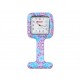 MONTRE INFIRMIÈRE EN SILICONE - carrée - fantaisie mauve et bleu ciel