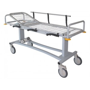 CHARIOT  BRANCARD  PROFESSIONNEL  avec  barrieres  laterales  et support pour bouteille d' oxygene