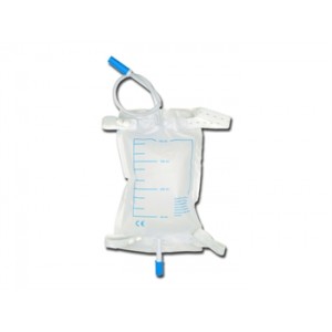 POCHE  À  URINE  DE  JAMBE  750cc - tube 35 cm - avec kit de boutons