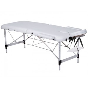 TABLE DE MASSAGE EN ALUMINIUM À 2 SECTIONS - blanche