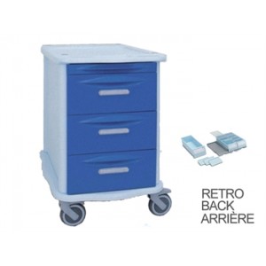 CHARIOT  À  MÉDICAMENTS  DOUBLE  FACE - 3 tiroirs larges, 21 petits