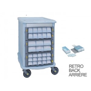 CHARIOT À MÉDICAMENTS DOUBLE FACE - 60 tiroirs petits